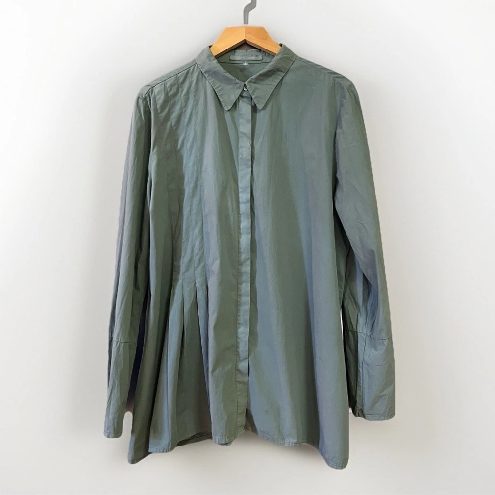 🇩🇪 Elemente Clemente Blouse Shirt Button Up Teal Green Women's Asymmetric XL - Picture 3 of 15